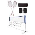 Pack of 9 - Badminton Set - Multicolour pair of racket 6 shuttle with net included. 