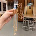 Metal Gold Crystal Hair Catcher Women Vintage Tassel pendant Hair Clips Headband Hair Accessories. 