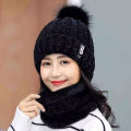 Winter caps for girls Knitted Scarf Hat Set Thick Warm Skullies Beanies Hats for winter cap s for Womens Outdoor Cycling Riding Ski Bonnet Caps Tube Scarf Rings. 