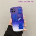 3D Wavy Gradient Baby Bear With Wristband Phone Case for Infinix Smart 7 Smart 6 HD Smart 6 5 4 Note 12 Note 11 10 8 Case Cover. 