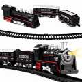 High-Quality Battery-Operated Black Train Set with Track - 13pcs, Classic Steam Locomotive & Passenger Cars, 210cm Railway Toy for Kids. 