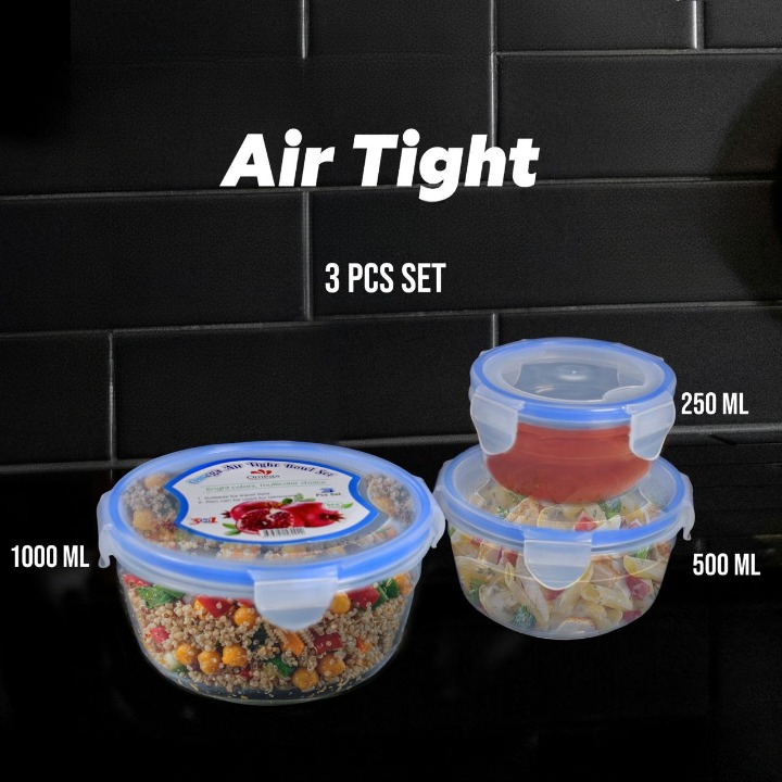 Plastic Food Storage Containers (3-in-1)Set – Airtight Food container ...