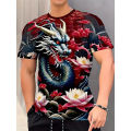 2025 New Dragon Lotus Flower Pattern T Shirt For Men Chinese Loong 3D Printed Tees Summer Casual Short Sleeve O-Neck Tops Unisex T-Shirts. 