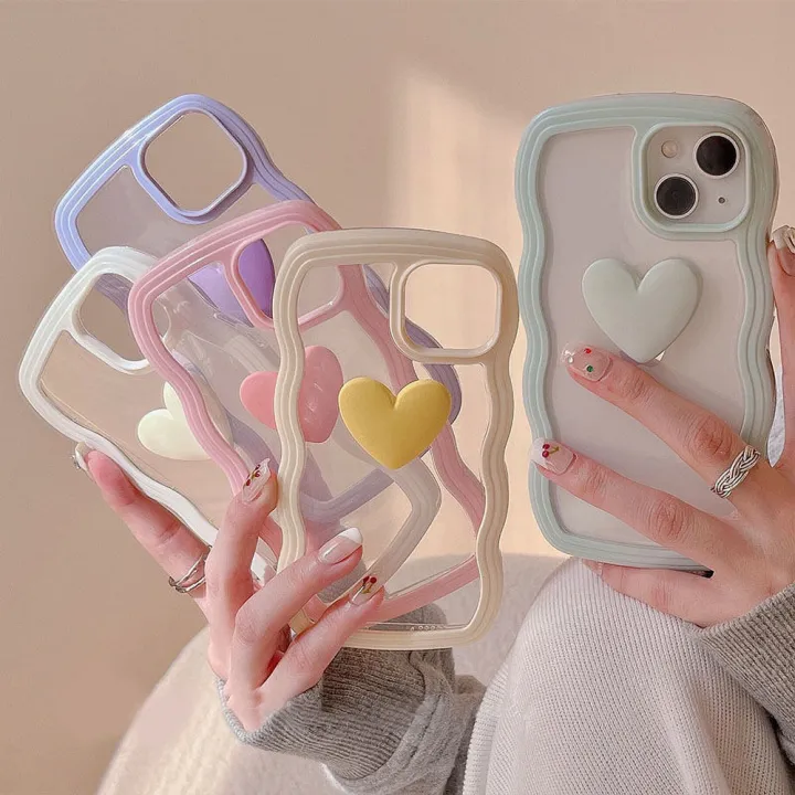 3D Love Heart Silicone Phone Case For IPhone 11 12 13 14 15 Pro Max 7 8 Plus Se 2020 XS Max XS XR Covers Shockproof Phone Casing Shell