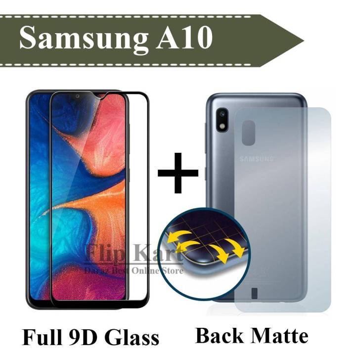 Samsung Galaxy A10 Glass Protector 9D|5D|6D|10D|11D|21D Black Tempered Glass Screen Protector Full Glue Edge To Edge + Back Matte Protector Soft Skin Sheet Soft Film Protection For Samsung Galaxy A10