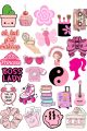 Pink Coquette & Makeup Aesthetic Laptop Stickers Cute Hijabi Girl, "Boss Lady", Barbie Silhouette, Roller Skates, and Travel Decals for Laptops & Journals Pack Of 25 Each Size 2Inchx2Inch Sticker. 