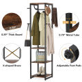Customised Coat Rack with Shelves, Freestanding Hall Tree with 3 Shelves and 8 Hooks, Industrial Clothes Stand for Entryway, Customizeable. 