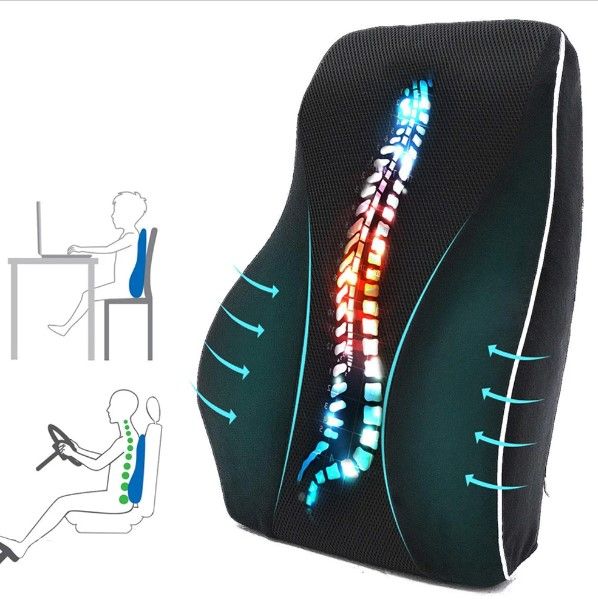 Universal Lumbar Support Cushion For Car | Back Posture Support black and baige