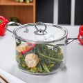 Techmanistan 4.5L Heat Resistant Clear Glass Pot with Stainless Steel Handles & Lid, Stovetop Glass Cooking Pot with Lid, Clear Pots for Cooking, Glass Soup Porridge Pot Microwave Glass Pan. 