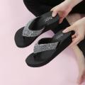【ALLGOOD】Korean Style Women Lady Summer Slippers Fashion Rhinestones Wedges Flip Flops Women's Casual Beach Shoes Wedge Sandals female women shoes. 