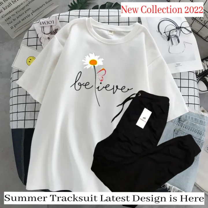BELIEVE%20Tracksuit%20for%20Girls%20&%20Women%20printed%20half%20Sleeve%20T-Shirt%20&%20Trouser%20for%20Summer%20Collection%20Elegant%20Trendy%20Wear%20-%20Image%203