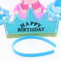 LED Happy Birthday Blue Headband Light up Crown Cap for Kids. 