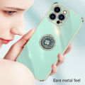 FELMYST Free Lanyard With Ring Case For Samsung Galaxy Note 10 Plus 5G Fashion Clover Diamond Luxury Metal Plating Holder Stand Soft Mobile Phone Casing Square Girl Gift Square Shockproof Back Cover. 
