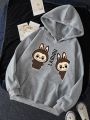 Labubu Printed Girls and Women Printed Kangaroo Hoodie with Drawstring Pocket, Long Sleeve, Winter Wear, Export Quality. 