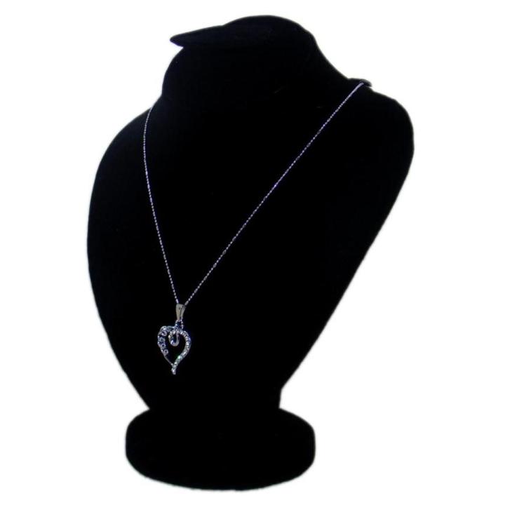Silver Metal & Stone Love Heart Pendant for Women