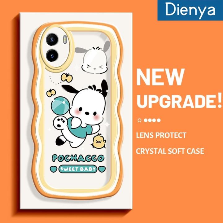 dienya For VIVO Y15s Y15a Y01 Case Cartoon Sweet Baby Pochacco Wave Border Silicone Edge Pattern Phone Case Full Cover Lens Camera Protector Soft Back Cover