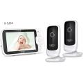 Hubble Connected Nursery View Premium Twin Cameras Video Baby Monitor with 5 Inch Screen, Infrared Night Vision, Split Screen, Digital Zoom and Room Temperature Sensor Baby Monitor Camera. 