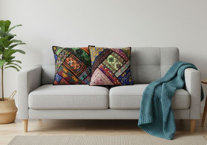 Multicolor%20Patchwork%20Cushion%20Cover%20Set%20of%202%20%E2%80%93%20Sofa%20&%20Living%20Room%20Decor%20Pillow%20Case%20-%20Image%202