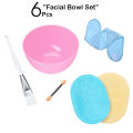 6 Pcs Facial Bowl Set - 2 Sponge 1 Mask Mixing Bowl 1 Facial Brush 1 Eyeshadow Mini Lip Eye Brush 1 Towelling Headband Hairband Hair Wrap Toweling Head Band Facial Cleansing and Makeup Remover Puff Face Wash Skin Care Kit Soft Wet Foam Beauty Blender Pad. 
