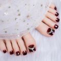 24pcs False Toenails 2023 Fashion Press On Toenails Artificial Feet Nails Women Girls Glitter Crystal Design Toe Nail Art Tool. 