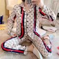 Pack of 2 Couple Night Suit Set, Men and Women Silk Night Dress / Printed Trouser Shirt Soft Material Nighty Set for Both Women and Men - Silky Satin Pajama Sets Button Down Sleepwear Loungewear.(It come in different colors and design, so we may send any). 