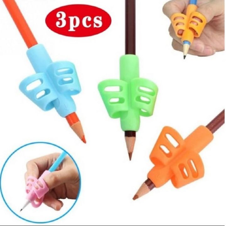 3Pcs / Set Children Pencil Holder Tools Silicone Two Finger Ergonomic ...