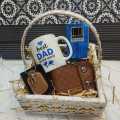 Fathers Day Gifts - Father's day special gift basket for dad  - best dad in the world mug - perfume - pu leather wallet - leather keychain 1 x greeting card. 