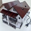 Wooden House Night Lamp | Handmade 3D Model for Room Decoration | 3D Model Miniature Villa for Modern & Rustic Rooms. 