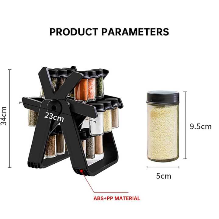 360° Rotating Spice Rack Organizer For Kitchen - 18 Glass Jar Racks ...