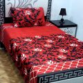 BeQuest Cotton Single Bed Sheet Set with Colorful Pillow - Stitched. 