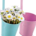 2 PCS Hanging Flower Pots, Plant Hanger Metal Iron Flower Holders Bucket Railing Hanging Planters for Indoor Outdoor Balcony Garden Planter Wall Fence with Detachable Hook Home Décor, Robust Hanging Pot with Hook. 