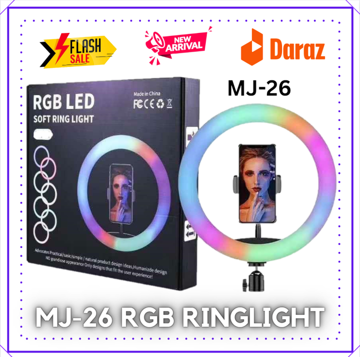 MJ26%20RGB%20LED%20Ring%20Light%20(%2026cm%20)10-inch%20RGB%20LED%20Ring%20Light%20with%20Phone%20Clip%20-%20Beauty%20Phone%20Video%20%20Fill%20Light%20-%20Image%206
