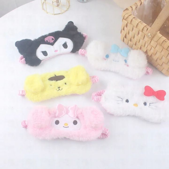 Sanrio Kawaii Eye Mask Sleeping Girl's Heart Cartoon Cinnamoroll Plush Cute Hello Kitty Eye Mask Girl's Eye Mask Gift