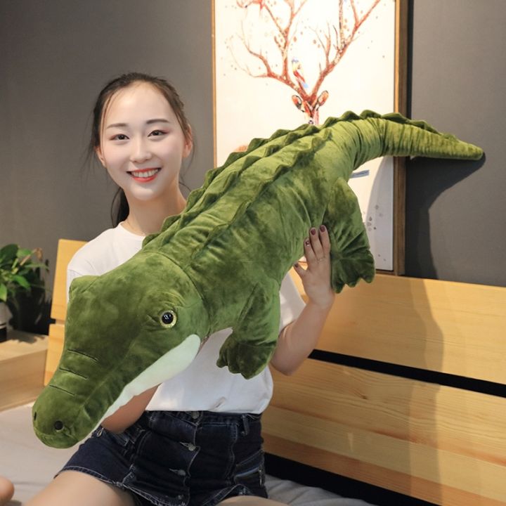 Simulation Large Soft Crocodile Plush Toy Fluffy Full Stuffed Animal Pillow Green Giant Alligator Sofa Cushion Kid Birthday Gift