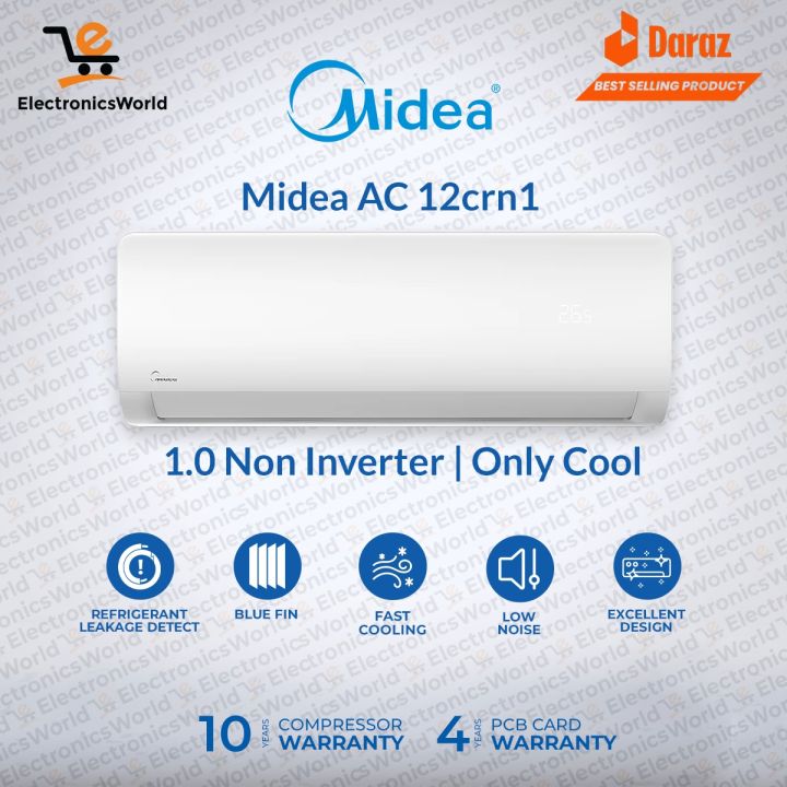 Midea Split AC | Non Inverter Series - Model MSAFB-12CRN1 | 1 TON ...