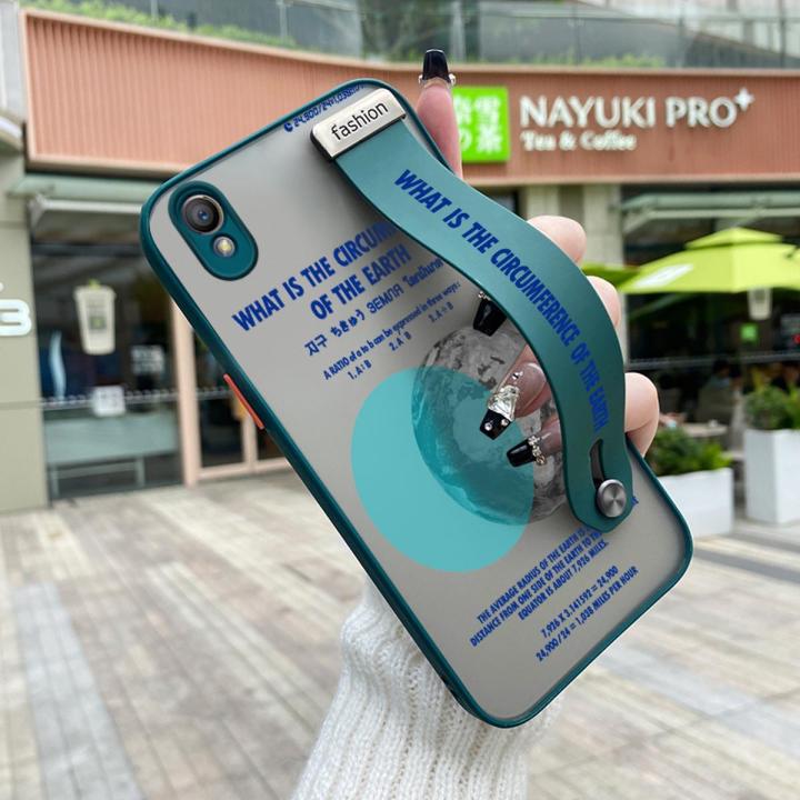 JIUMOO for OPPO A37F Case With Wristband Thin Frosted Transparent Hard Full Cover Camera Silicone Softcase Fashion Tide Words Pattern Casing Shockproof Protection Cases