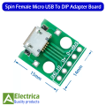 5/10 pcs Micro USB To 5 Pin Dip Connector Socket Type-B Female 5 Pin To Dip 2.54 mm Pin With Soldering Adapter Board connector by Electrica. 