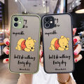 dienya For Realme 3 3i 3 Pro Case Thin Frosted Transparent Hard Side Square Edge Shockproof Phone Cases Fashion Cartoon Bear New Pattern Silicone Casing Full Cover Protection Softcase. 