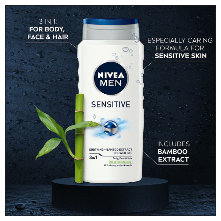Nivea%20Men%20Sensitive%20Soothing%20+%20Bamboo%20Extract%20Shower%20Gel%203in1%20250ml%20-%20Image%205
