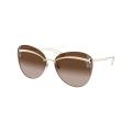Bvlgari Sunglasses Cat Eye Metal Gold Frame Brown Gradient Lenses-BV6130-278/13-61. 