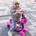 Kick Scooter for Kids with Folding Seat, Mini Kick Scooter Aluminum Folding Scooters with LED Light Up Wheels, Adjustable Height for Kids. 