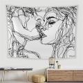 Art Abstract Figures Print Tapestry Black White Tapestries Living Room Bedroom Hanging Cloth Wall Cover Home Decor Background. 