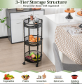 Wheel Tire Rotating Vegetable Shelf Organizer Kitchen Rotating Multi-Layer Kitchen Shelf Rotating Vegetable Rack on Wheels Floor Standing Layer Rack Fruit Basket. 