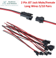 (Pairs Of 5/10) JST 2 Pin Battery Connector Plug Female & Male With Wire Used Battery, Toys Long Wire. 