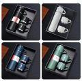 Vacuum Flask Set with 3 Cups Combo  500ml/16.9oz Vacuum Insulated Bottle with Cup Top Grade Stainless Steel Double Wall Insulated Thermos Travel Flask Bottle for Tea / Coffee / Water to keep Hot & Cold Up to 12 Hours suitable for Indoor or Outdoor Use. 