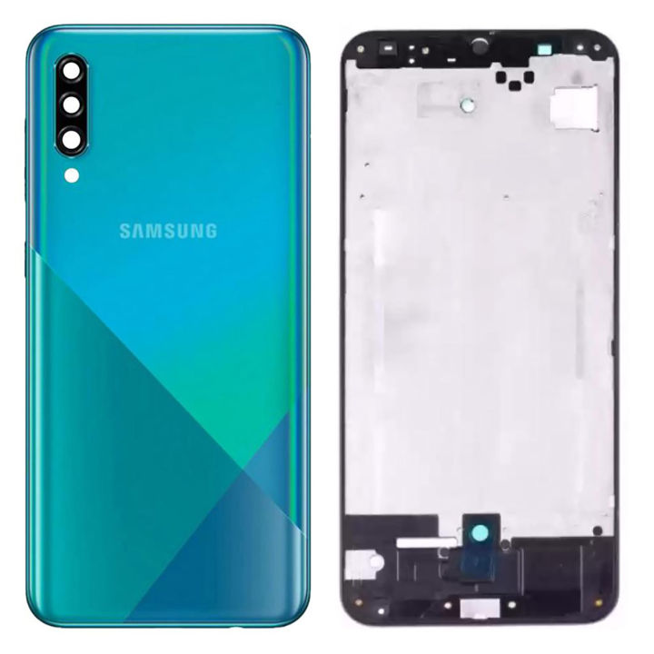Samsung Galaxy A30s Middle Frame Housing With Side Button and Camera Lens Complete Body Casing Replacement For Galaxy A30s - Green