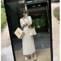 Fashion Special-Interest Elegant Moonlight White Dress Spring and Autumn New Hooded Slim-Fit Mid-Length Dress Tide. 