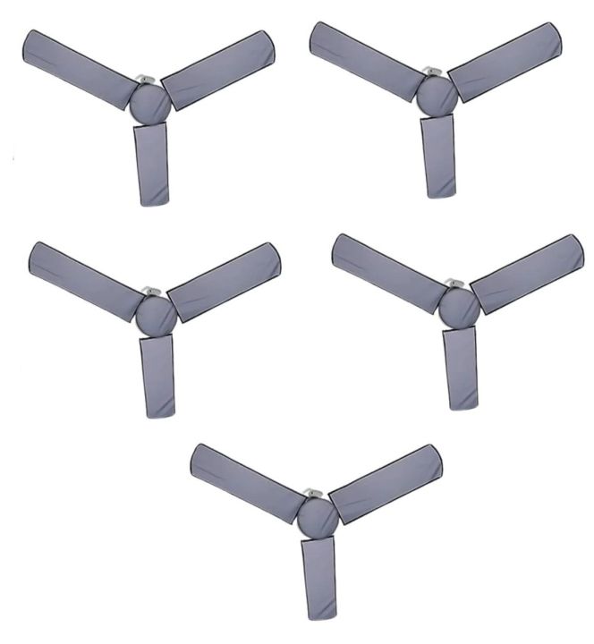 Pack of 05 Fan Cover Set - Ceiling Fan Blades & Motor Washable and Dust Proof Cover Grey