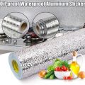 Waterproof Oil Proof Aluminum Foil Sticker Self Adhesive Wallpaper Kitchen Stove Wall Stickers. 