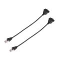 2X RJ45 Female to Male Adapter Network Extension Cable Panel Mount 27cm. 